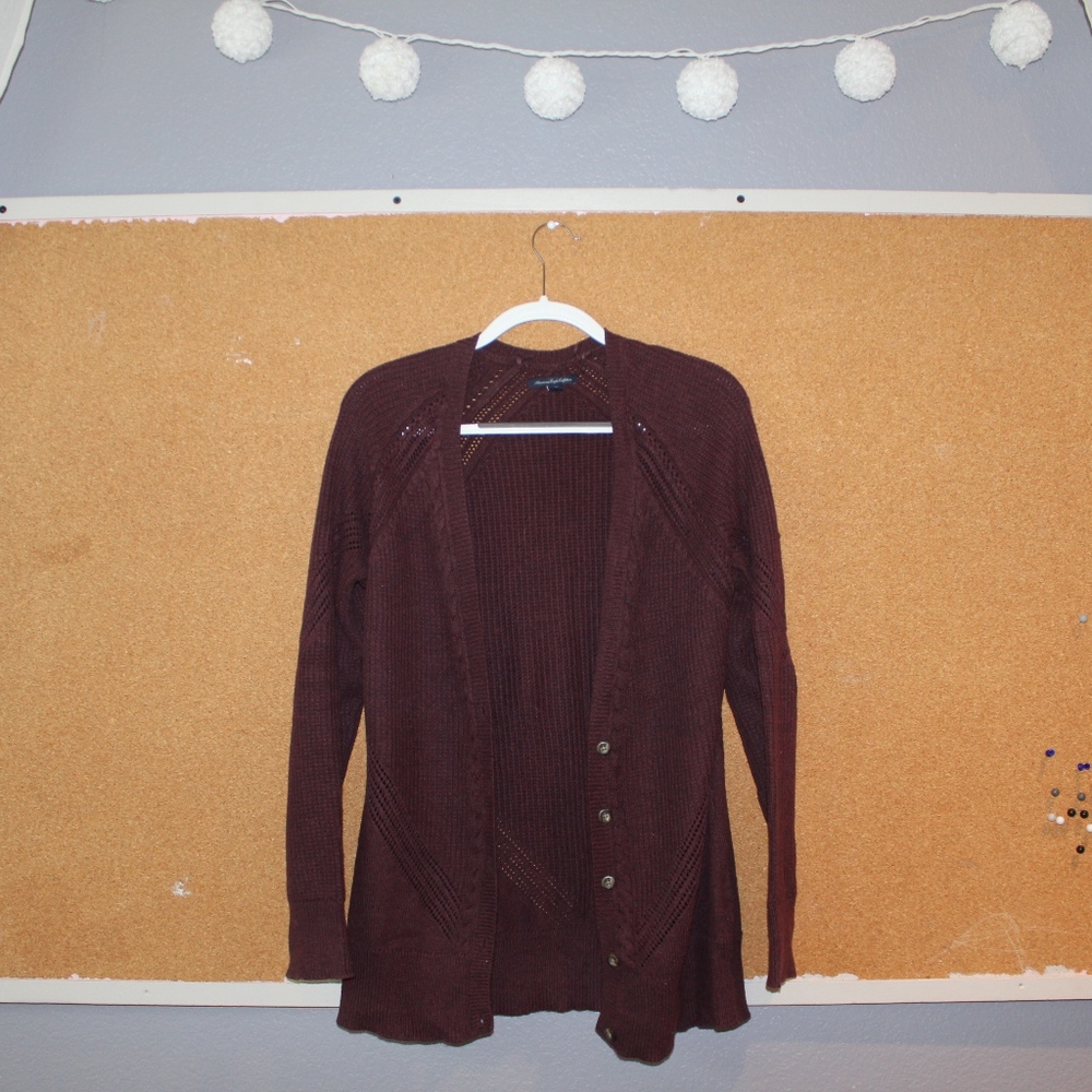 American Eagle Maroon Cardigan